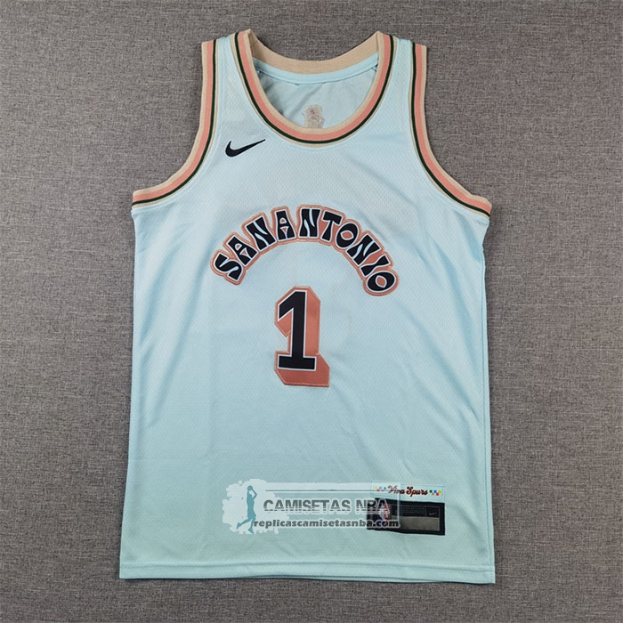 Camiseta Nino San Antonio Spurs Victor Wembanyama NO 1 Ciudad 2024-25 Verde